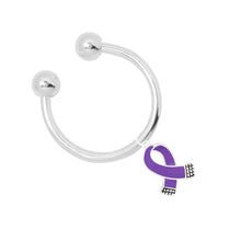 Load image into Gallery viewer, Small Purple Ribbon Horse Shoe Keychain Ring - Fundraising For A Cause