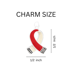 Small Red and White Ribbon Split Ring Keychains - Fundraising For A Cause