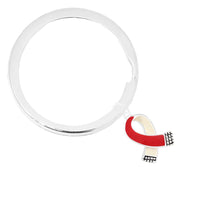 Load image into Gallery viewer, Small Red and White Ribbon Split Ring Keychains - Fundraising For A Cause