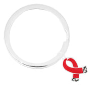 Load image into Gallery viewer, Small Red Ribbon Split Ring Keychains - Fundraising For A Cause