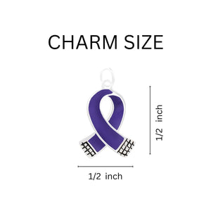 Small Violet Ribbon Charm Retractable Bracelets - Fundraising For A Cause