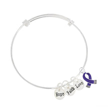 Load image into Gallery viewer, Small Violet Ribbon Charm Retractable Bracelets - Fundraising For A Cause