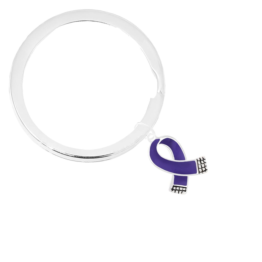 Small Violet Ribbon Split Ring Keychains - Fundraising For A Cause