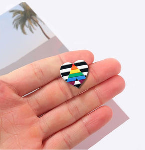 Straight Ally LGBTQ Gay Pride Heart Silicone Pins - Fundraising For A Cause