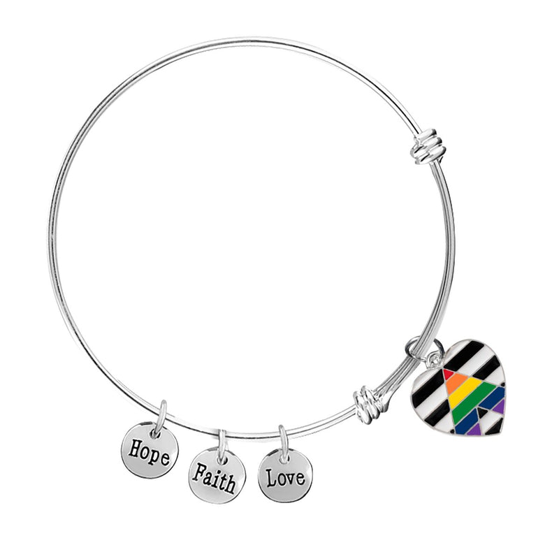 Straight Ally LGBTQ Pride Heart Retractable Charm Bracelets - Fundraising For A Cause