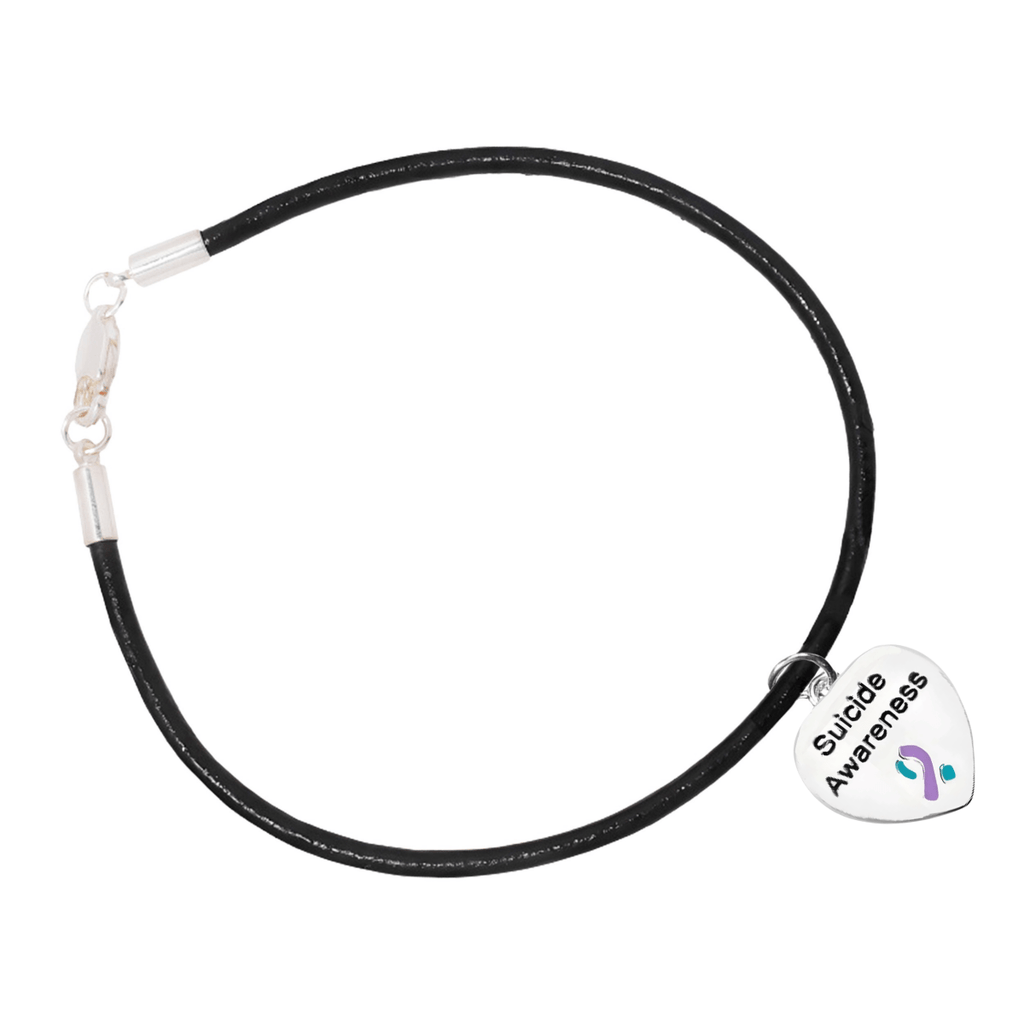 Suicide Awareness Heart Leather Cord Bracelets - Fundraising For A Cause