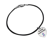 Load image into Gallery viewer, Suicide Awareness Heart Leather Cord Bracelets - Fundraising For A Cause