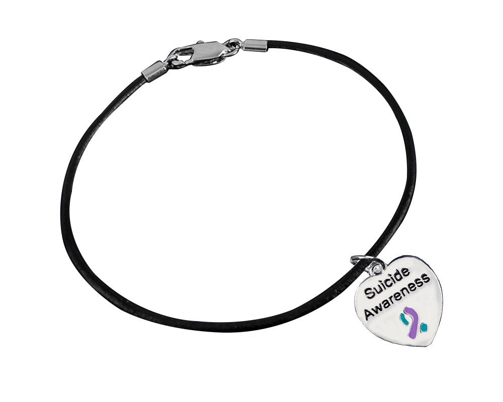 Suicide Awareness Heart Leather Cord Bracelets - Fundraising For A Cause