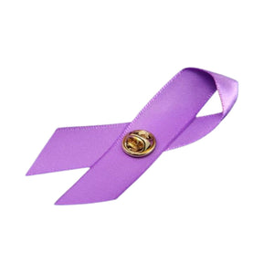 Testicular Cancer Awareness Purple Satin Ribbon Pins - 50 Pack