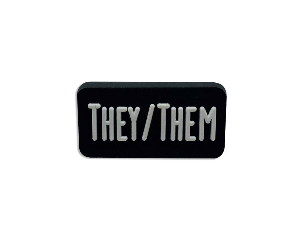 They Them Black Rectangle Pronoun Silicone Pins - Fundraising For A Cause