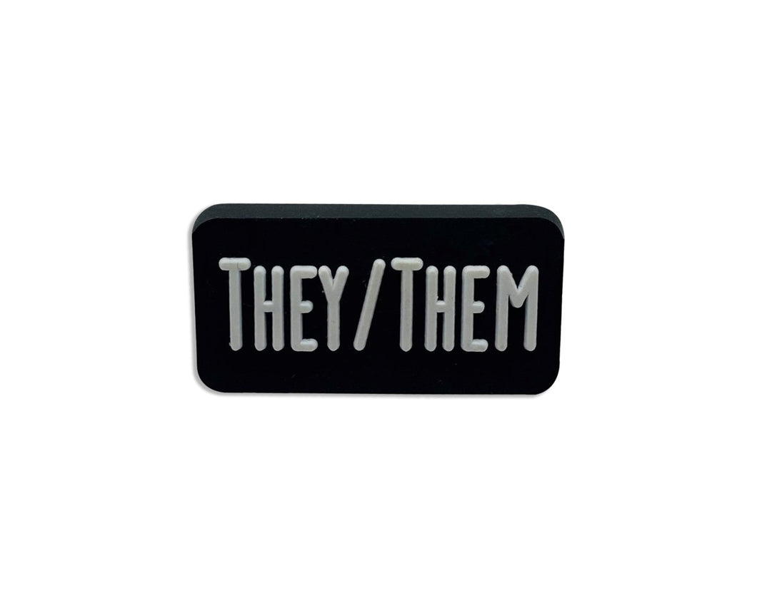 They Them Black Rectangle Pronoun Silicone Pins - Fundraising For A Cause