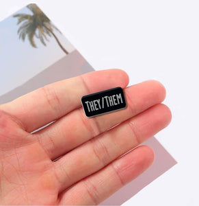 They Them Black Rectangle Pronoun Silicone Pins - Fundraising For A Cause