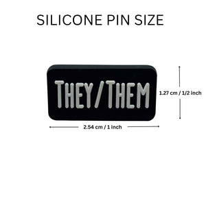 They Them Black Rectangle Pronoun Silicone Pins - Fundraising For A Cause