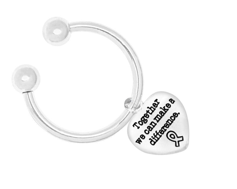 "Together We Can Make A Difference" Heart Charm Horseshoe Keychain - Fundraising For A Cause