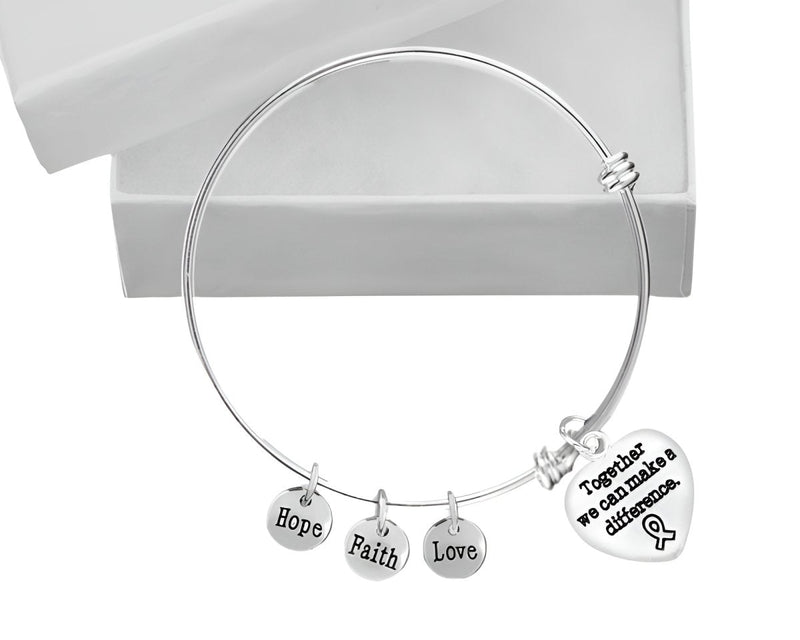 "Together We Can Make A Difference" Heart Charm Retractable Bracelets - Fundraising For A Cause