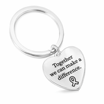"Together We Can Make A Difference" Heart Charm Split Ring Key Chains - Fundraising For A Cause