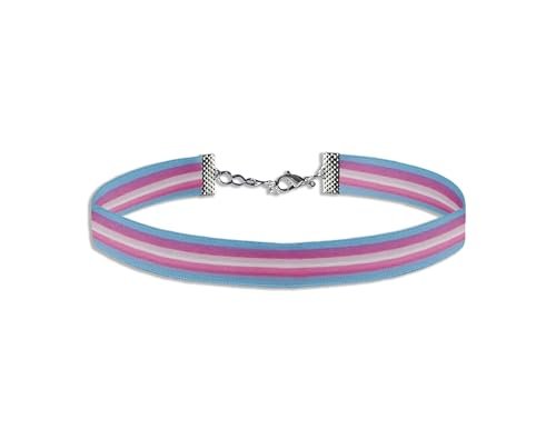 Transgender Flag Striped Choker Necklaces - Fundraising For A Cause