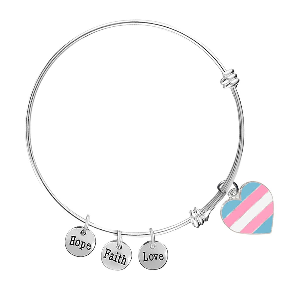 Transgender Heart Pride Retractable Charm Bracelets - Fundraising For A Cause