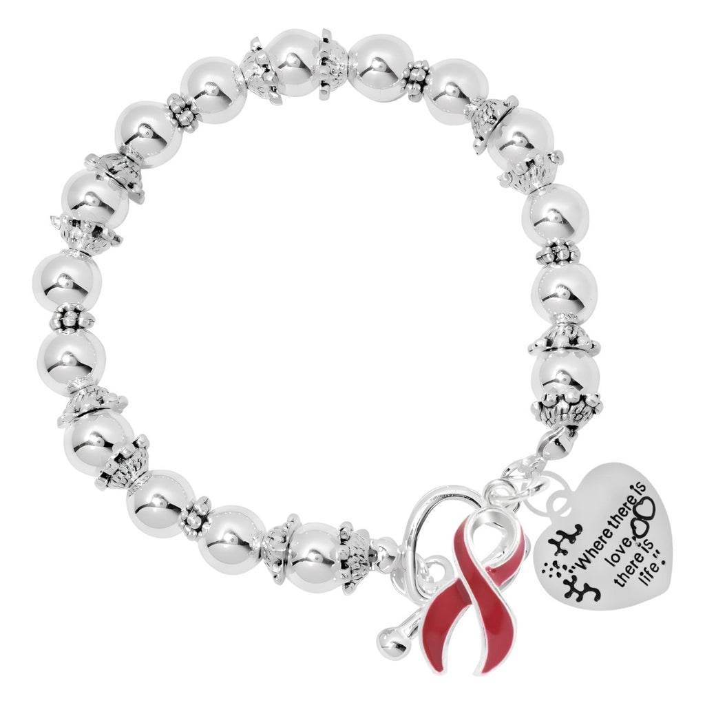 Where There is Love Burgundy Ribbon Bracelets - Fundraising For A Cause