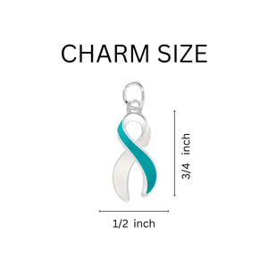 Where There is Love Teal & White Ribbon Charm Bracelets - Fundraising For A Cause