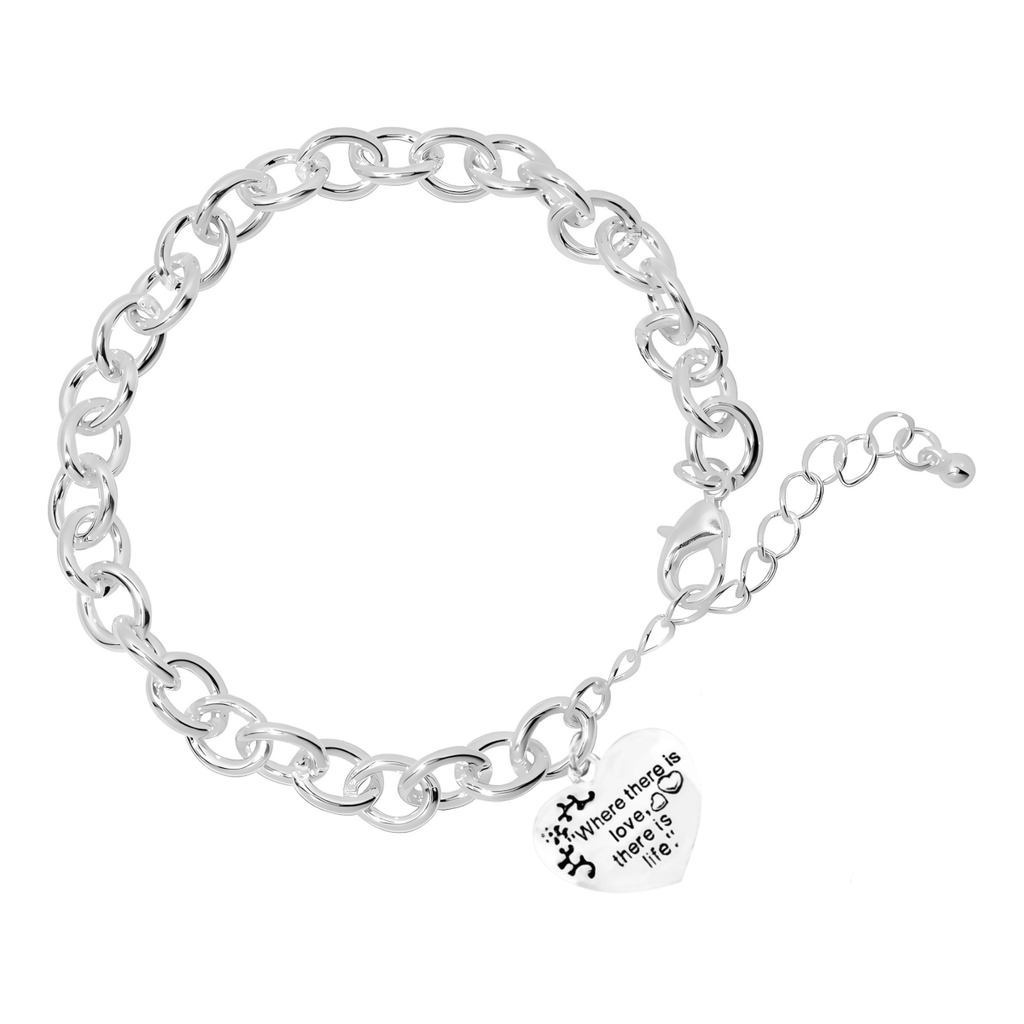 "Where there is love, there is life" Heart Charm Chunky Link Style Bracelets - Fundraising For A Cause