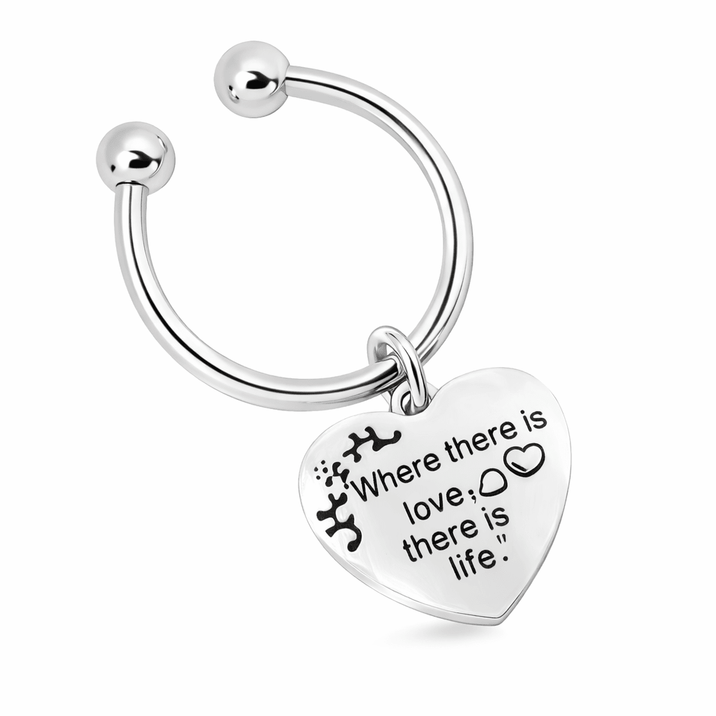 "Where there is love, there is life" Heart Charm Horseshoe Key Chains - Fundraising For A Cause
