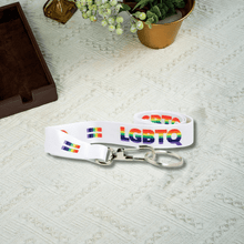 Load image into Gallery viewer, White LGBTQ Rainbow Pride lanyards - Fundraising For A Cause