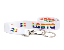 Load image into Gallery viewer, White LGBTQ Rainbow Pride lanyards - Fundraising For A Cause