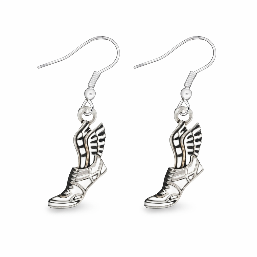 Winged Foot Hanging Charm Earrings