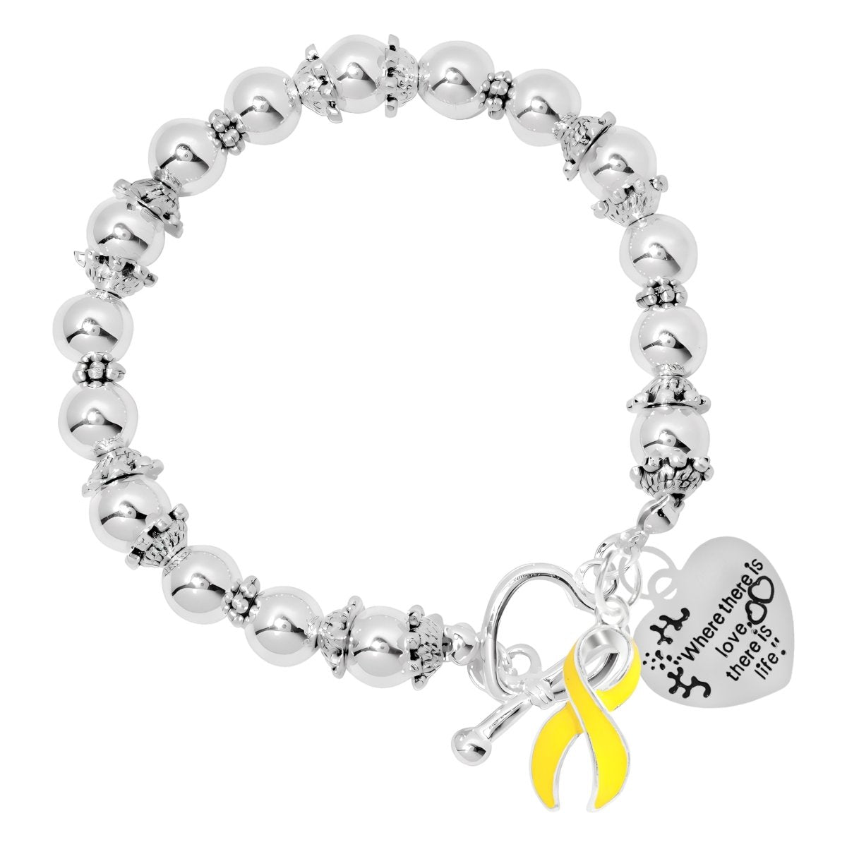 Yellow Ribbon Love You The Moon Awareness Beaded Bracelets - Fundraising For A Cause