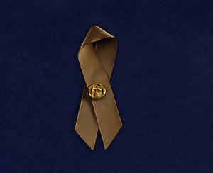 Satin Brown Ribbon Awareness Pins - Fundraising For A Cause