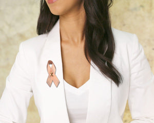 Satin Peach Ribbon Awareness Pins - Fundraising For A Cause