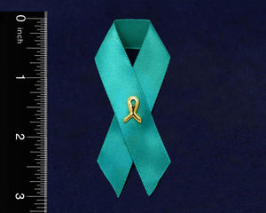 Satin Teal Ribbon Awareness Pins - Fundraising For A Cause