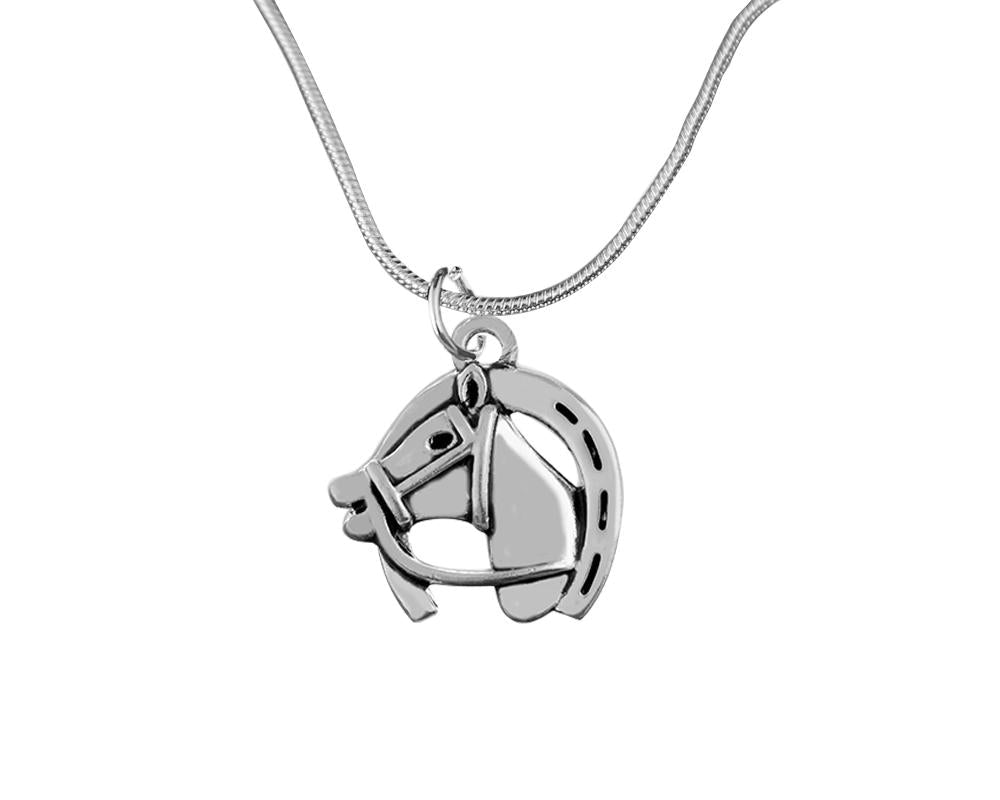 12 Pack Horse Head Horseshoe Charm Necklaces
