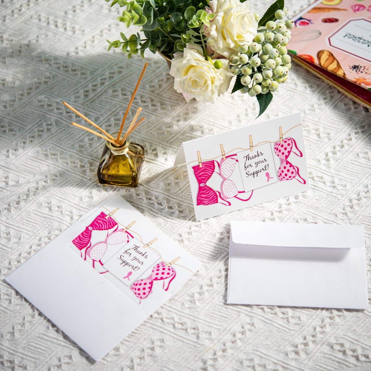 Pink Ribbon Thanks For Your Support Cards - Fundraising For A Cause