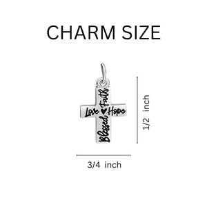 12 Blessed, Hope, Faith, and Love Cross Hanging Charm - Fundraising For A Cause