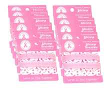 Load image into Gallery viewer, 12 Breast Cancer Pink Silicone Bracelets on Peg Cards (12 Cards, 24 Bracelets) - Fundraising For A Cause