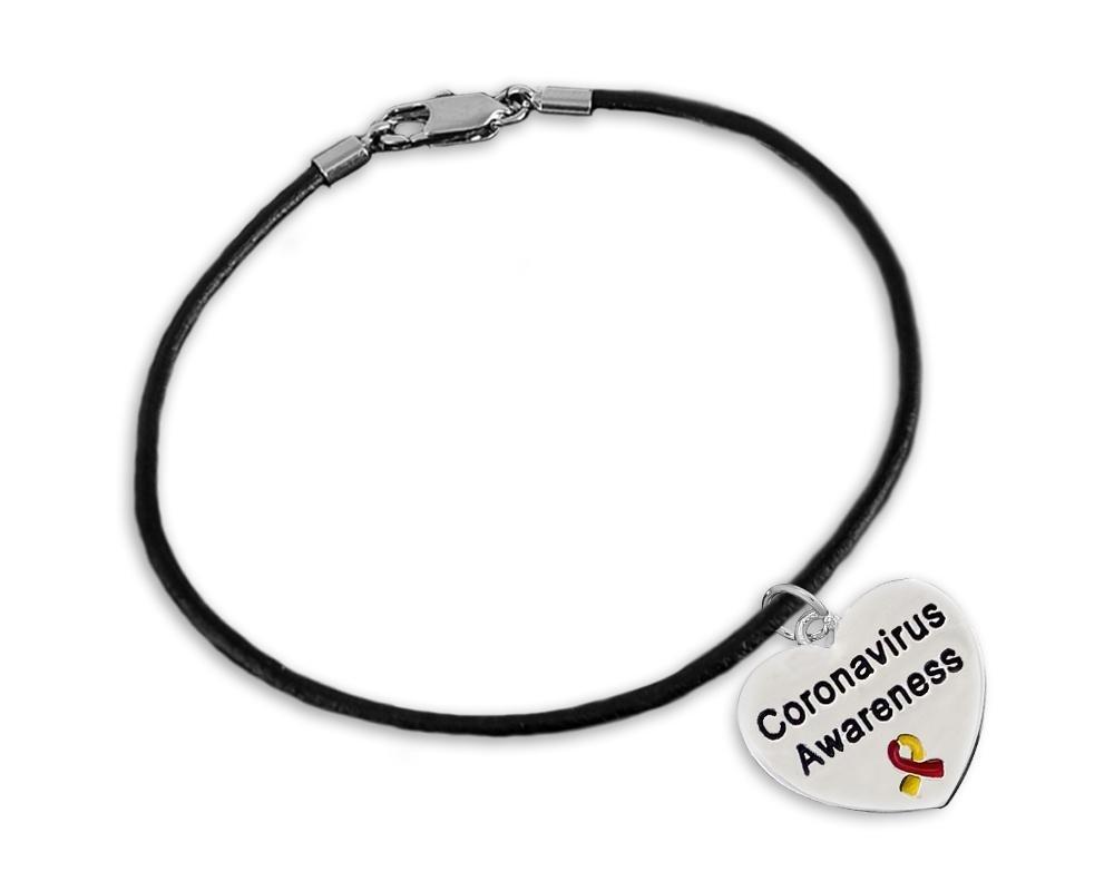 12 Coronavirus (COVID-19) Awareness Leather Cord Bracelets (12 Bracelets) - Fundraising For A Cause