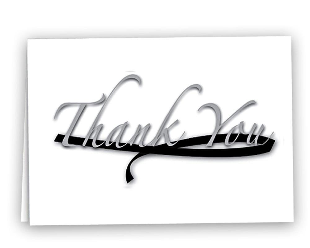 12 Large Black Ribbon Thank You Cards (12 Cards) - Fundraising For A Cause