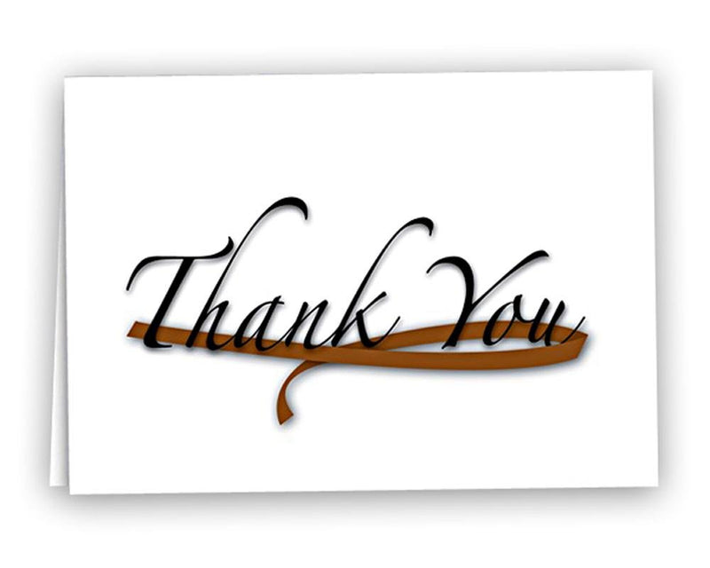 Large Brown Ribbon Thank You Cards - Fundraising For A Cause