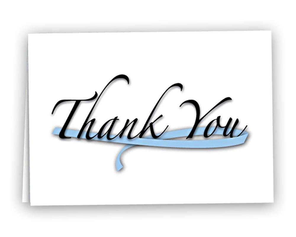 Large Light Blue Ribbon Thank You Cards - Fundraising For A Cause