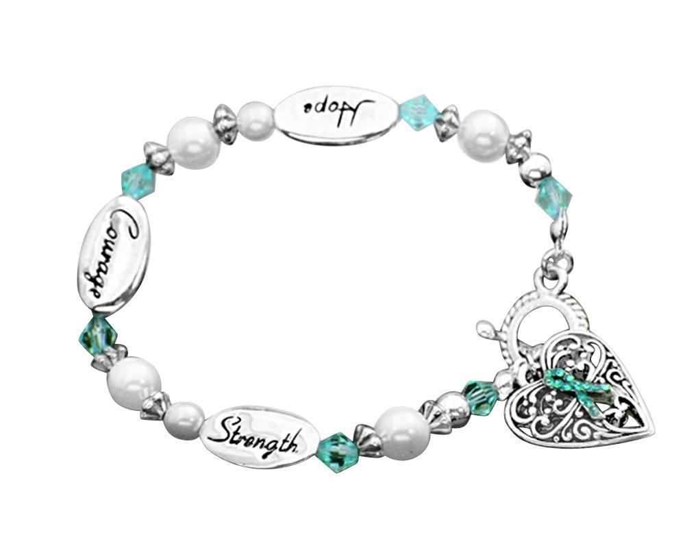 Pieces Hope Strength Teal Ribbon Bracelets - Fundraising For A Cause