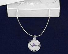 Load image into Gallery viewer, Round Believe Purple Ribbon Necklaces - Fundraising For A Cause