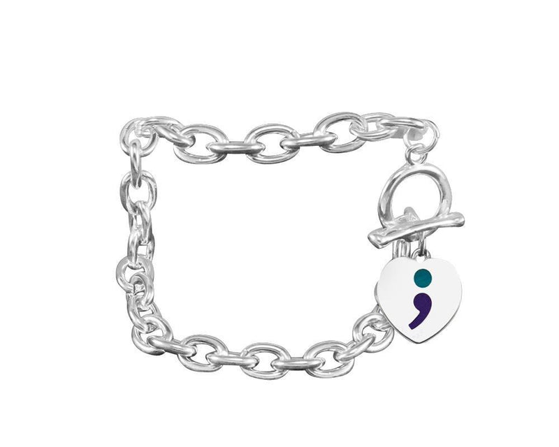 Semicolon Suicide Prevention Awareness Chunky Charm Bracelets - Fundraising For A Cause