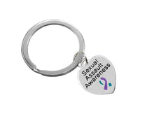 Load image into Gallery viewer, 12 Sexual Assault Awareness Heart Charm Split Style Keychains - Fundraising For A Cause
