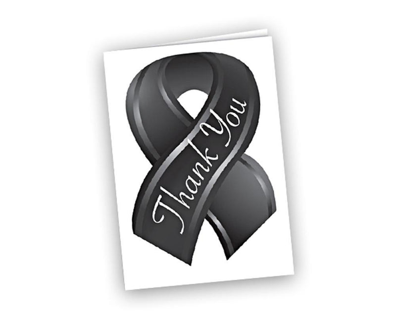 12 Small Black Ribbon Thank You Cards (12 Cards) - Fundraising For A Cause