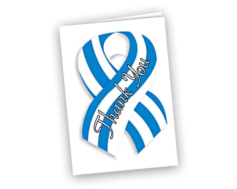 Small Blue & White Ribbon Thank You Cards - Fundraising For A Cause
