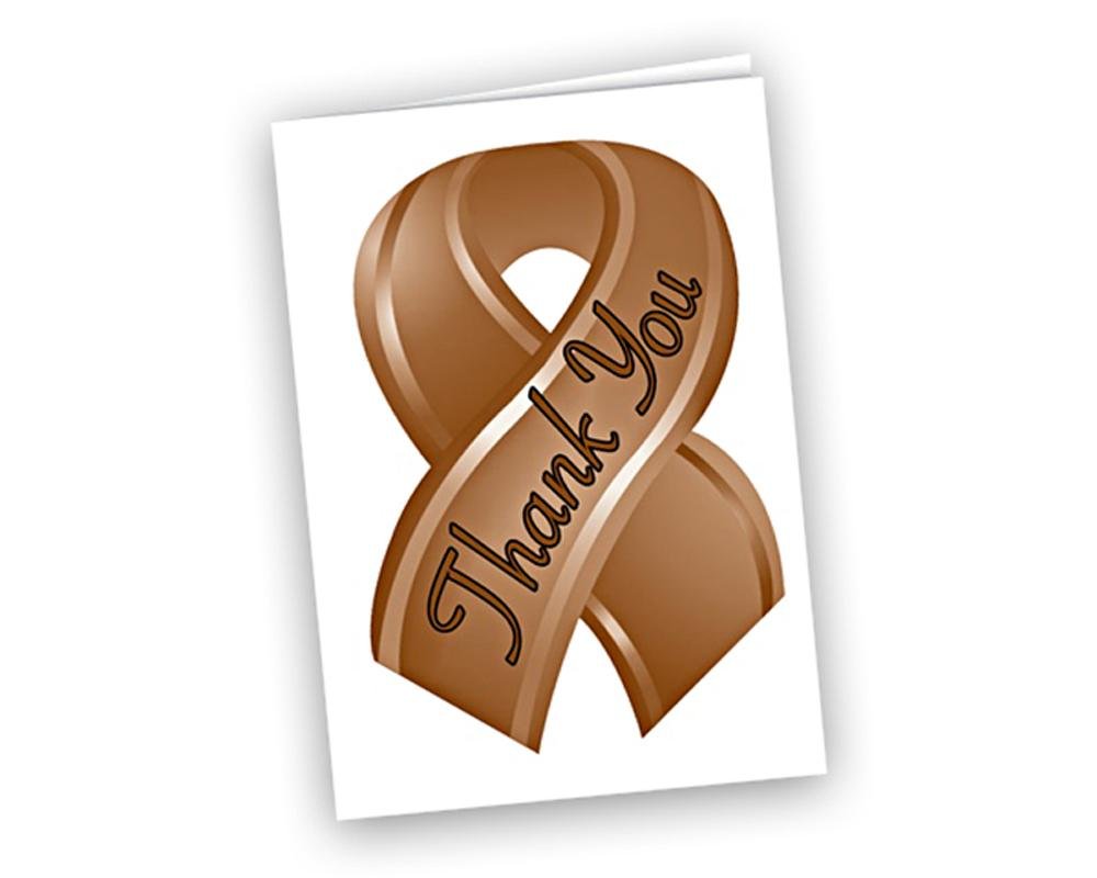 Small Brown Ribbon Thank You Cards - Fundraising For A Cause