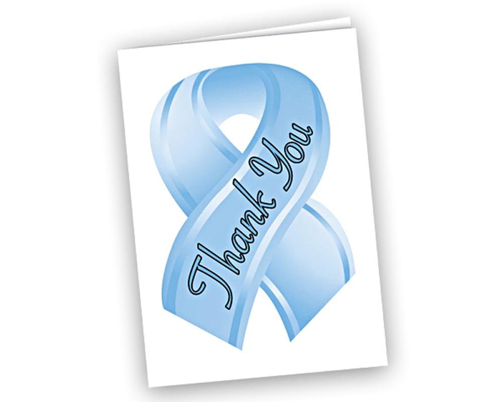 Small Light Blue Ribbon Thank You Cards - Fundraising For A Cause