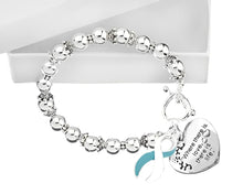 Load image into Gallery viewer, 12 Where There is Love Teal &amp; White Ribbon Charm Bracelets - Fundraising For A Cause